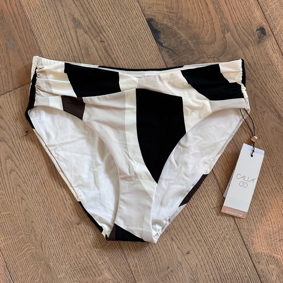 Calia Shirred V Front Mid-ise Bottom Wavy Block Neutral, S - Picture 2 of 7